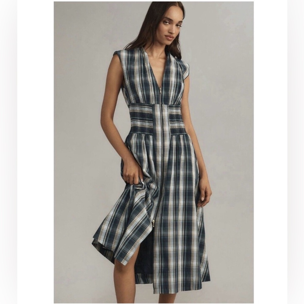 Plaid Midi Anthro Zip Dress